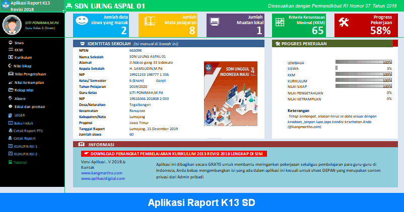 Aplikasi Raport K13 SD